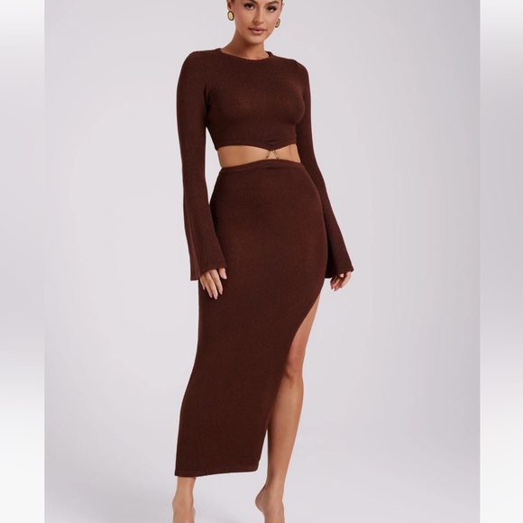 Flare Sleeve Knit Dress - Chocolate - Picture 5 of 7